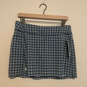 NWT Smartwool Active skirt skirt lined merino wool gingham blue golf pickleball